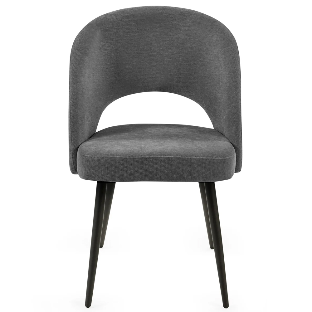 Erie Grey Velvet Dining Chairs With Black Metal Legs - Pair