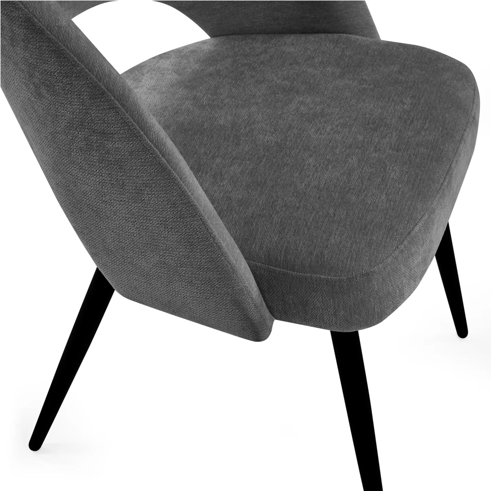Erie Grey Velvet Dining Chairs With Black Metal Legs - Pair