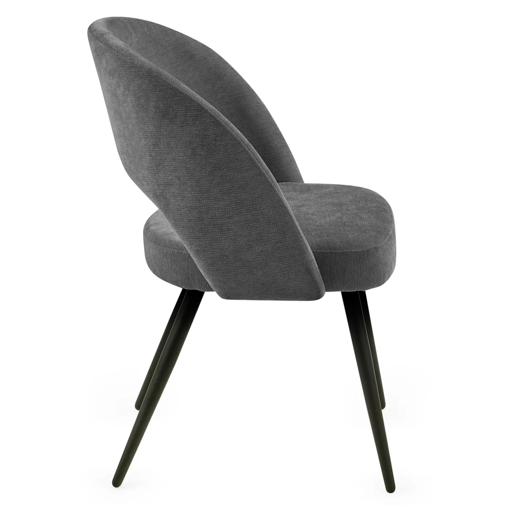 Erie Grey Velvet Dining Chairs With Black Metal Legs - Pair