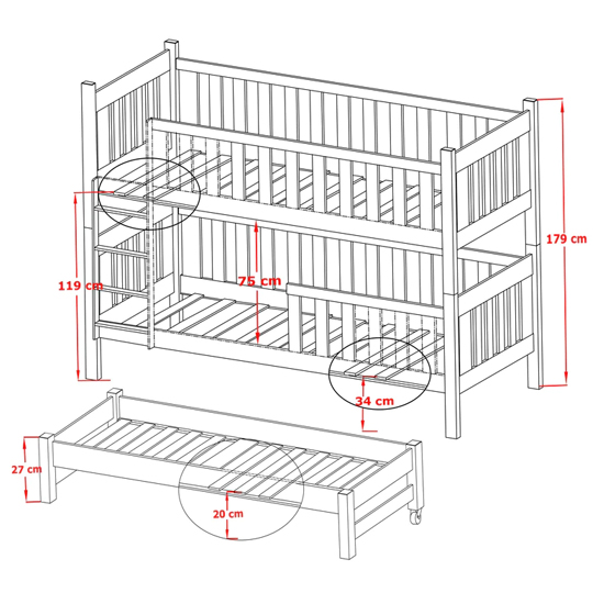 Erie Wooden Bunk Bed And Trundle In White Furniture in Fashion