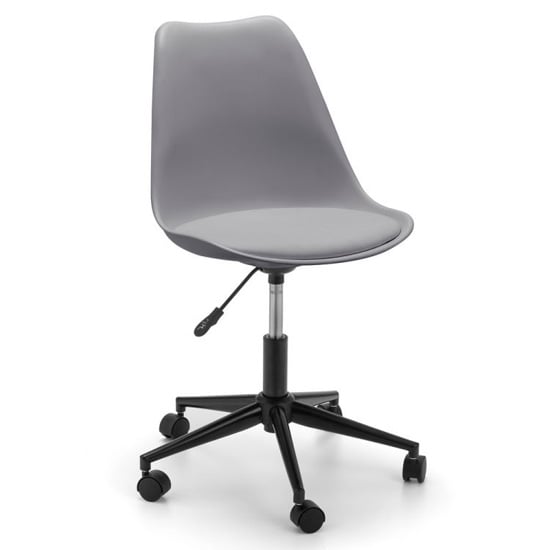 Edolie PU Fabric Office Chair In Grey And Chrome_1