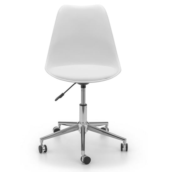 Edolie PU Fabric Office Chair In White And Chrome_2