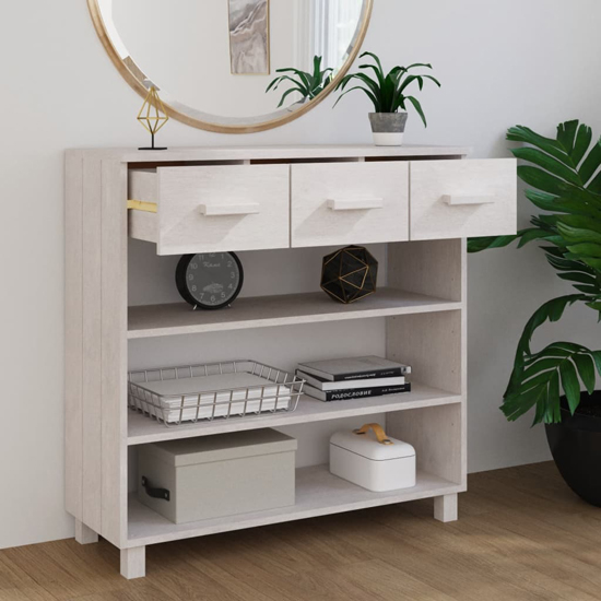 Erix Pine Wood Console Table In White_2