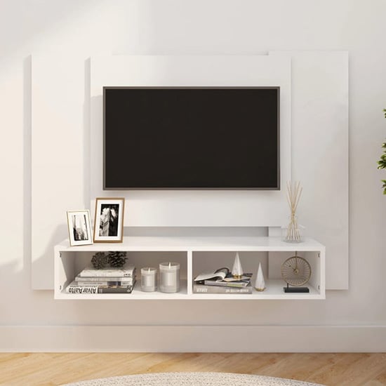 Read more about Ermin wooden wall entertainment unit in white