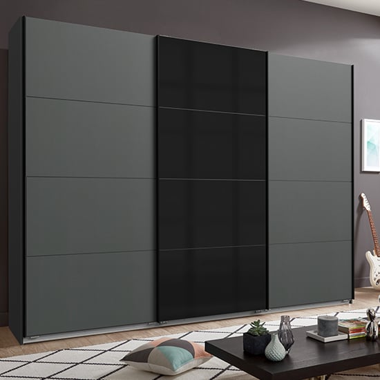 Read more about Ernesto sliding door large wooden wardrobe in graphite