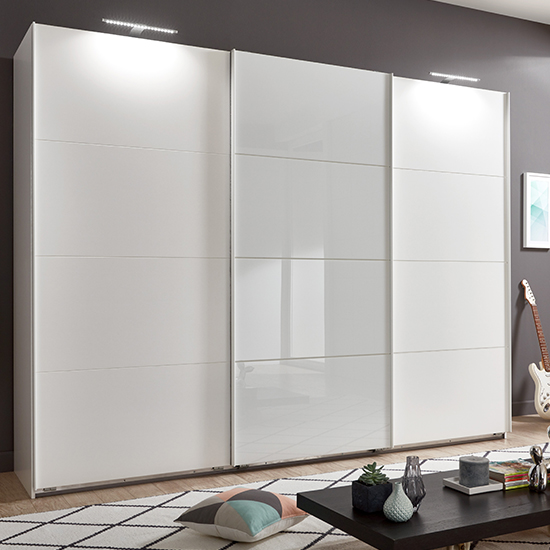 Read more about Ernesto sliding door large wooden wardrobe in white