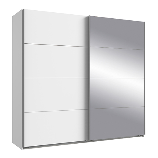 Ernie Sliding Door Mirrored Wooden Wardrobe In White_2