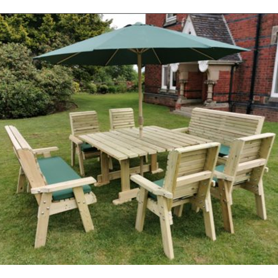 Product photograph of Erog Garden Wooden Dining Table With 4 Chairs And 2 Benches from Furniture in Fashion