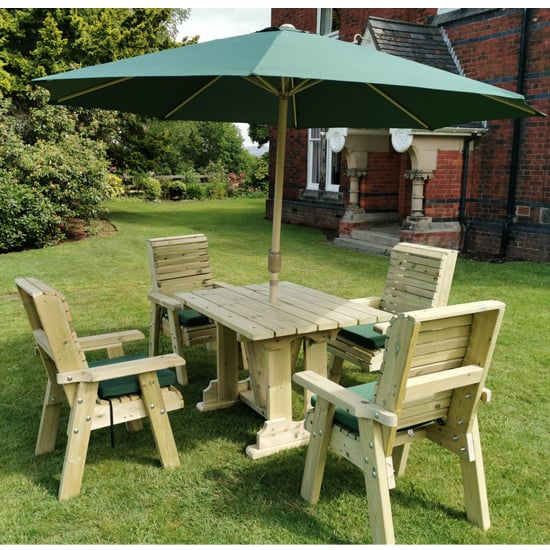 Photo of Erog garden wooden dining table with 4 chairs in timber