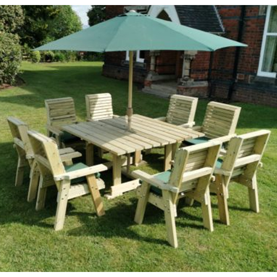 Product photograph of Erog Garden Wooden Dining Table With 8 Chairs In Timber from Furniture in Fashion