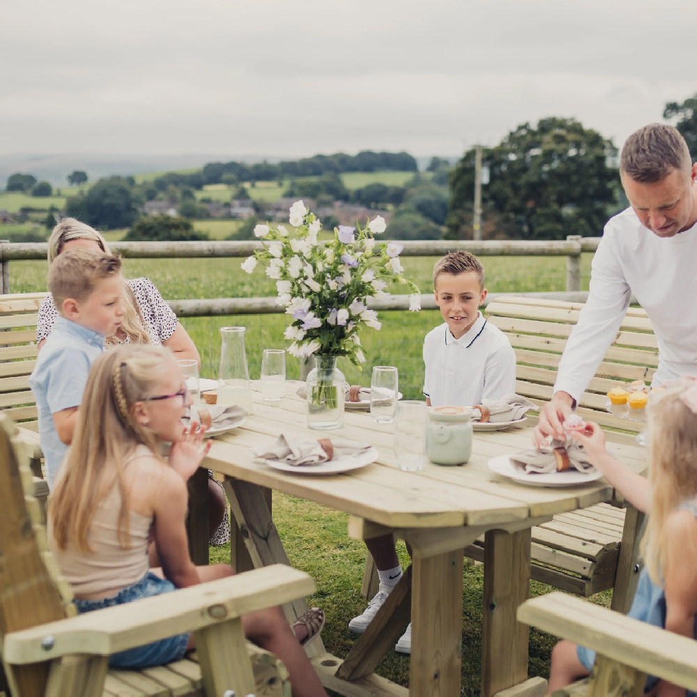 Erog Wooden Garden 6 Seater Dining Set In Natural