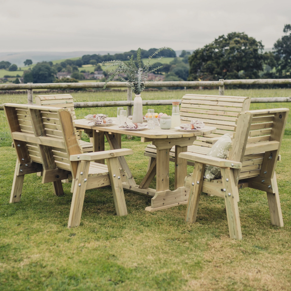 Erog Wooden Garden 6 Seater Dining Set In Natural