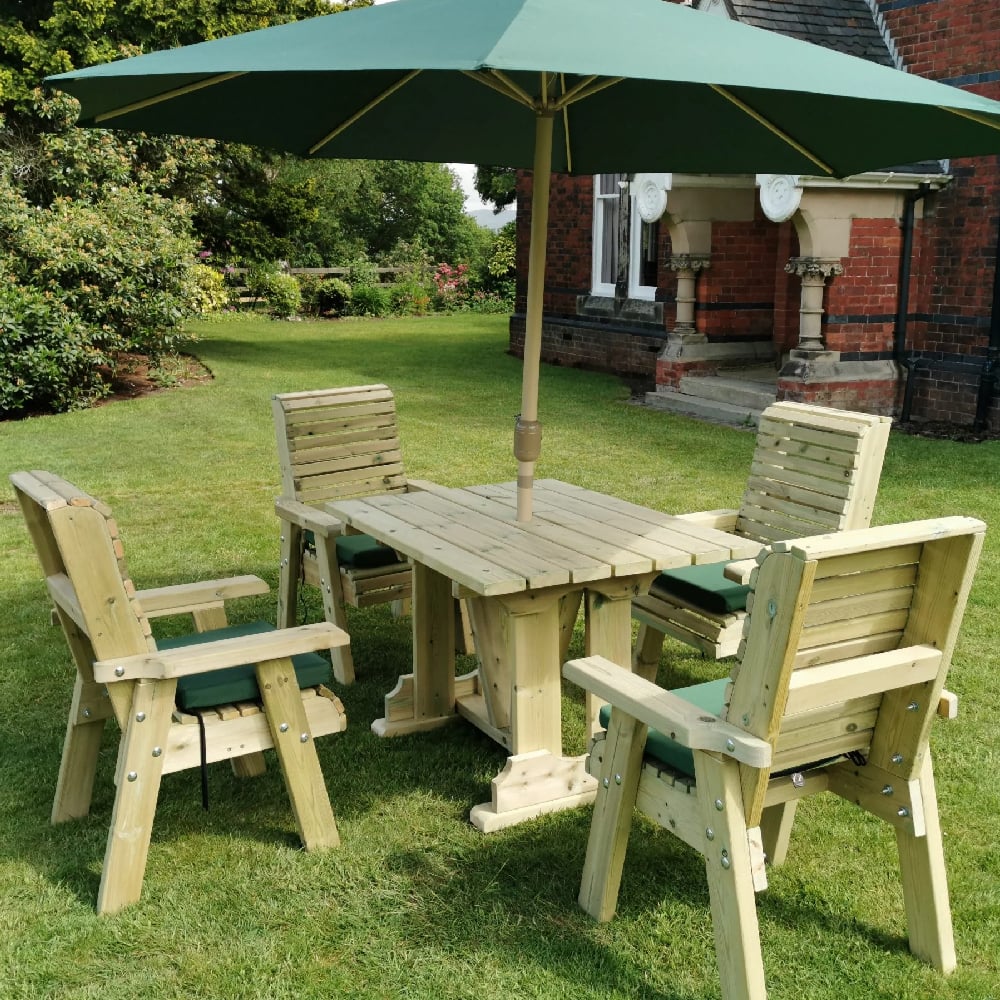 Erog Wooden Garden Dining Table With 4 Chairs In Natural