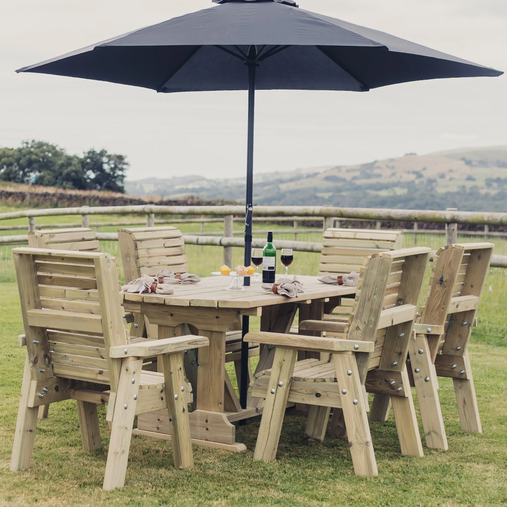 Erog Wooden Garden Dining Table With 6 Chairs In Natural