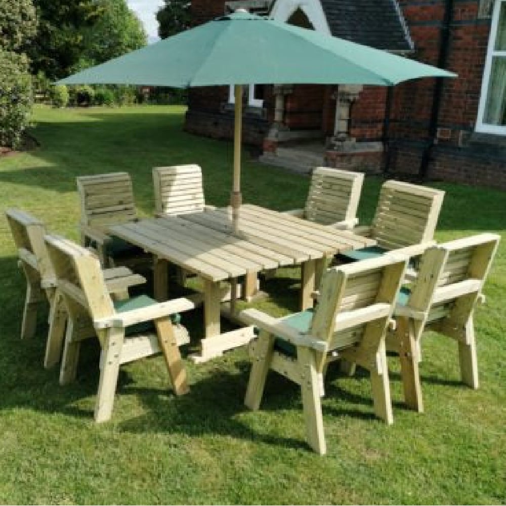 Erog Wooden Garden Dining Table With 8 Chairs In Natural