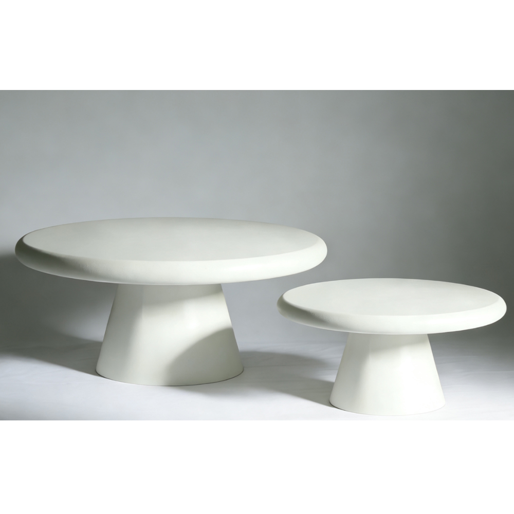 Eronel Round Wooden Coffee Table Set in White