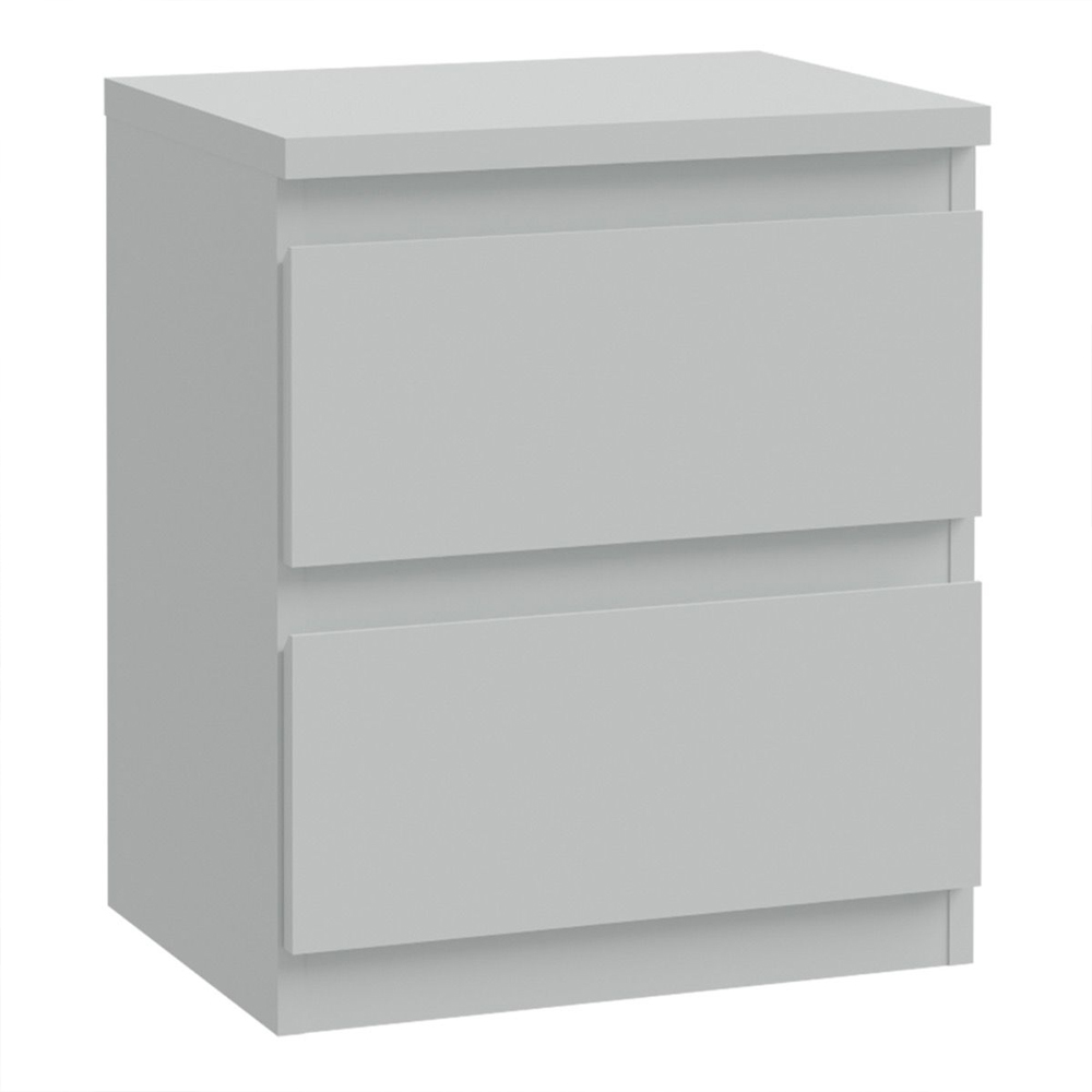 Eronis Wooden Bedside Cabinet with 2 Drawers in Light Grey