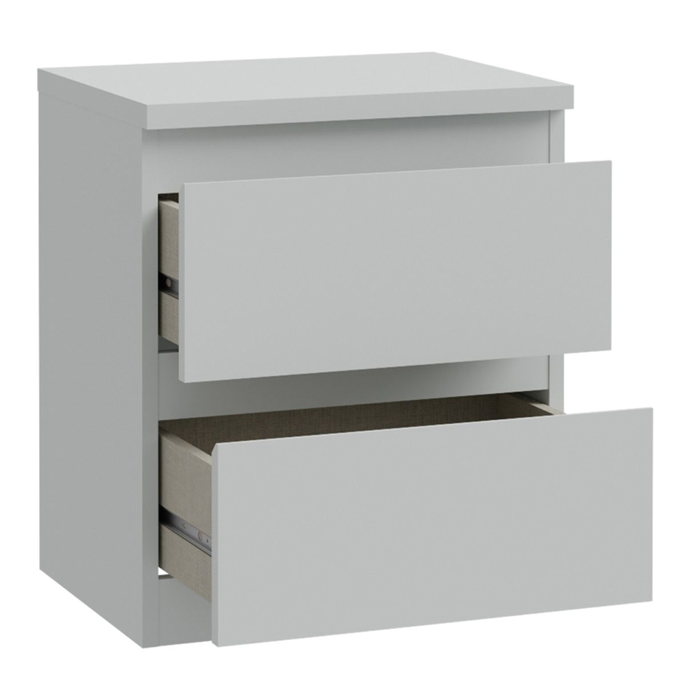Eronis Wooden Bedside Cabinet with 2 Drawers in Light Grey