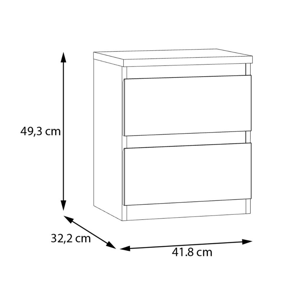 Eronis Wooden Bedside Cabinet with 2 Drawers in Light Grey