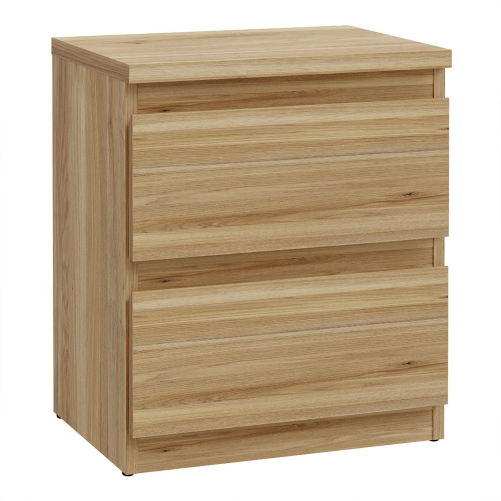 Eronis Wooden Bedside Cabinet with 2 Drawers in Mauvella Oak