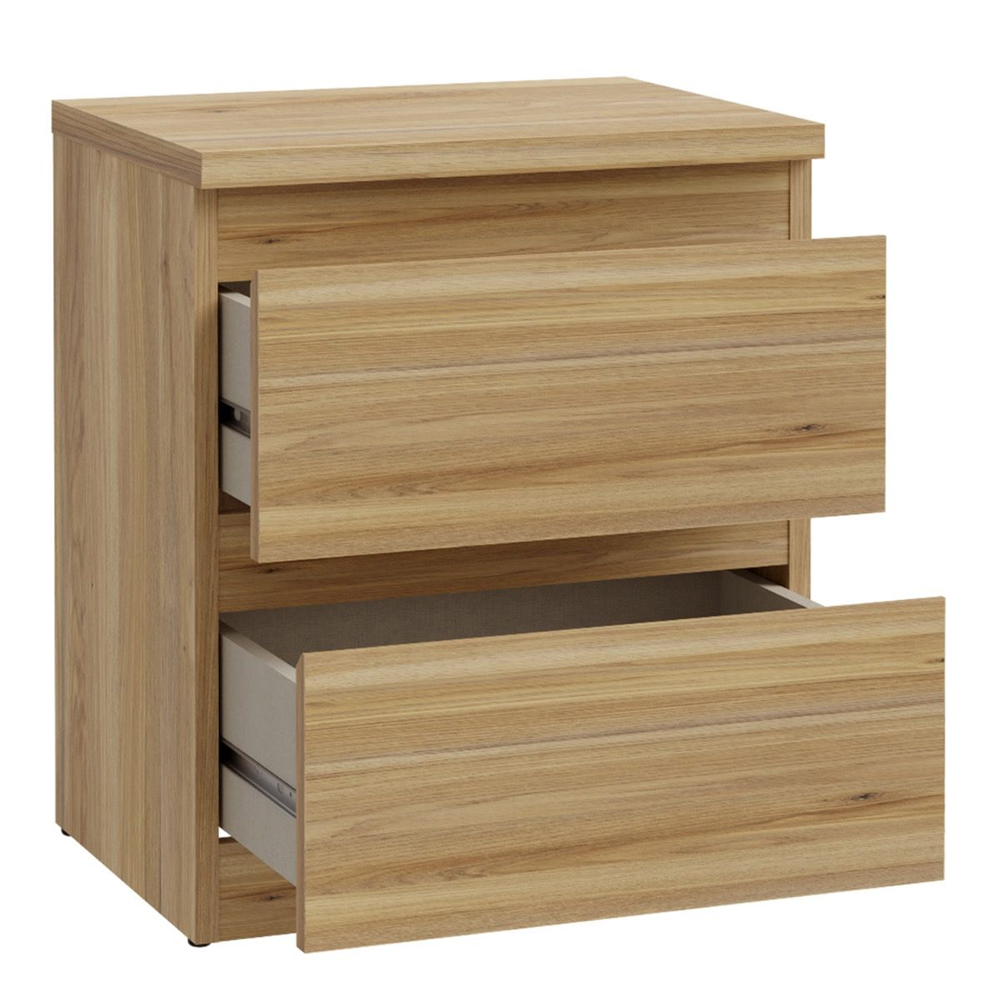 Eronis Wooden Bedside Cabinet with 2 Drawers in Mauvella Oak