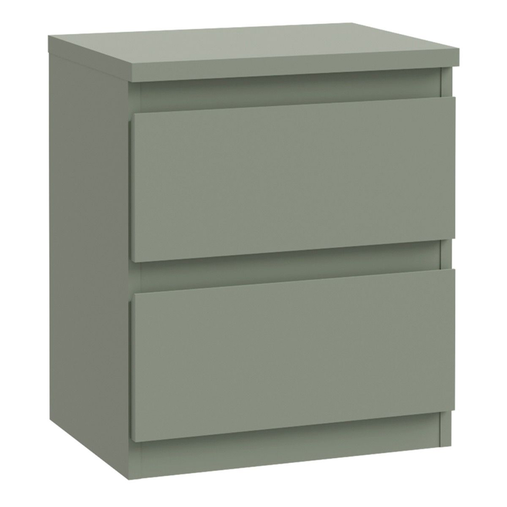 Eronis Wooden Bedside Cabinet with 2 Drawers in Sage Green