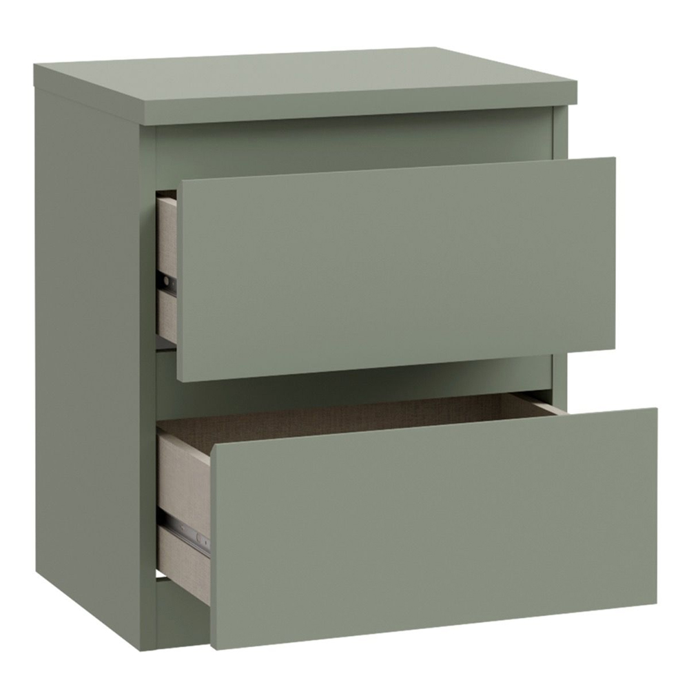 Eronis Wooden Bedside Cabinet with 2 Drawers in Sage Green