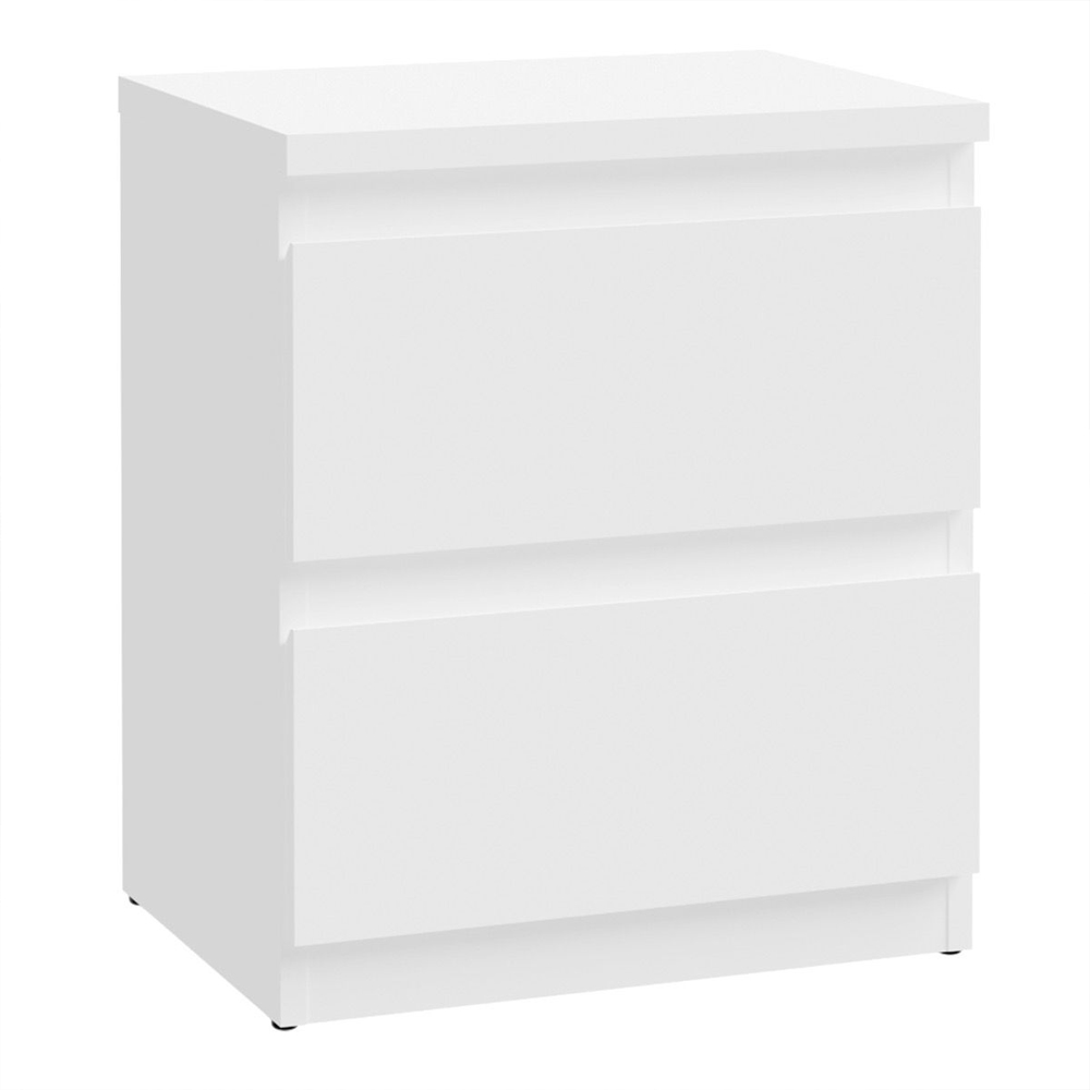 Eronis Wooden Bedside Cabinet with 2 Drawers in White