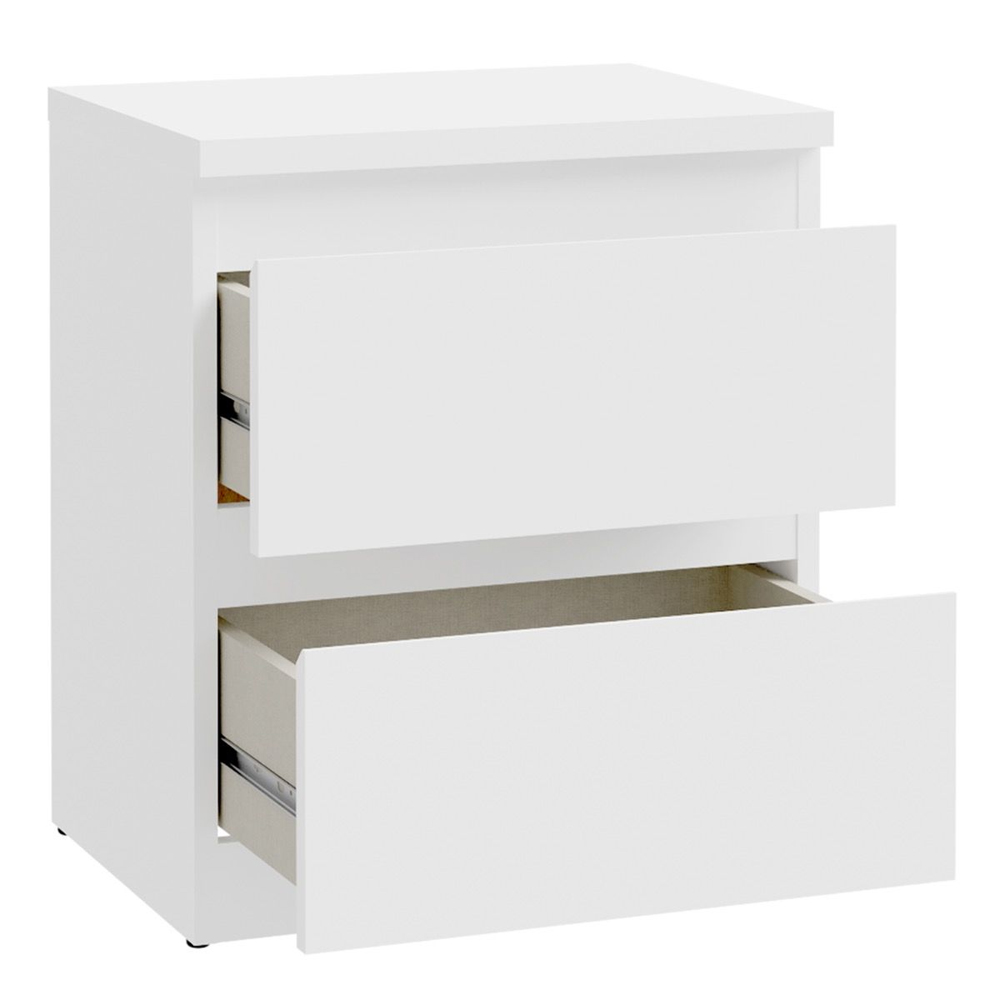 Eronis Wooden Bedside Cabinet with 2 Drawers in White