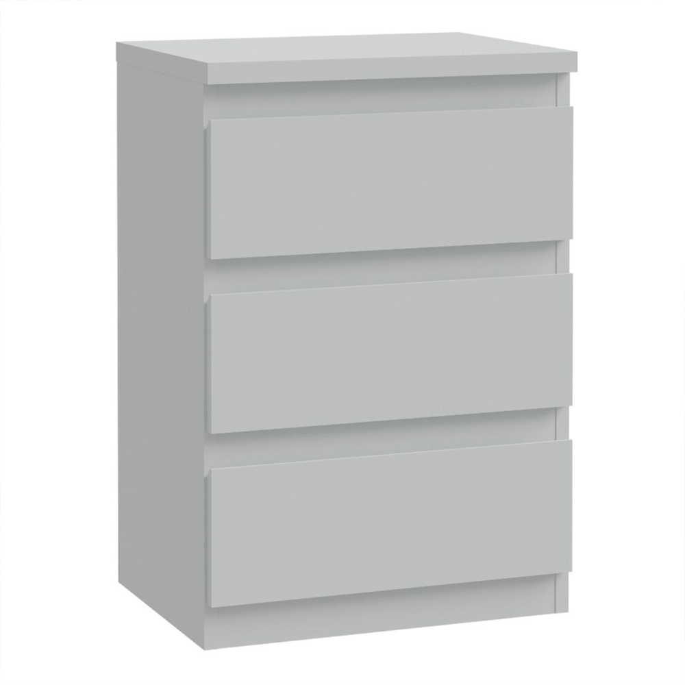 Eronis Wooden Bedside Cabinet with 3 Drawers in Light Grey