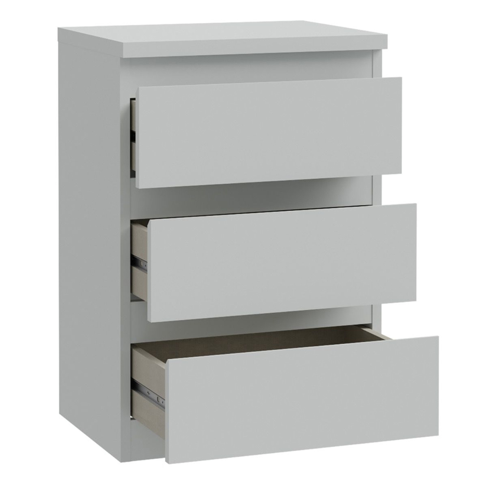 Eronis Wooden Bedside Cabinet with 3 Drawers in Light Grey
