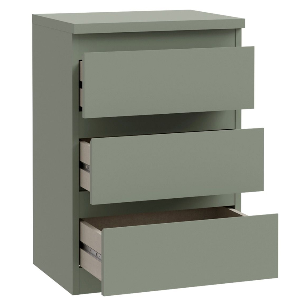 Eronis Wooden Bedside Cabinet with 3 Drawers in Sage Green
