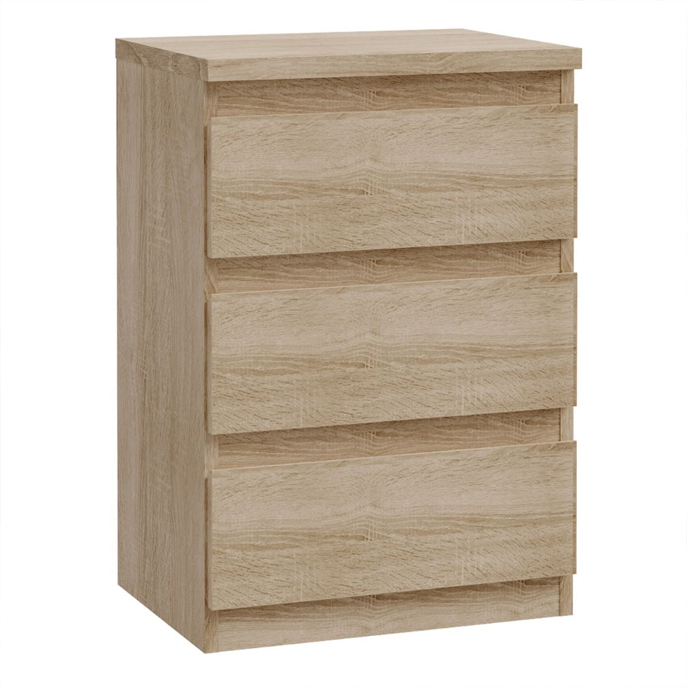 Eronis Wooden Bedside Cabinet with 3 Drawers in Sonoma Oak