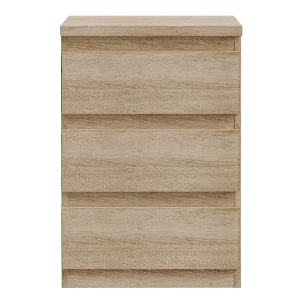 Eronis Wooden Bedside Cabinet with 3 Drawers in Sonoma Oak