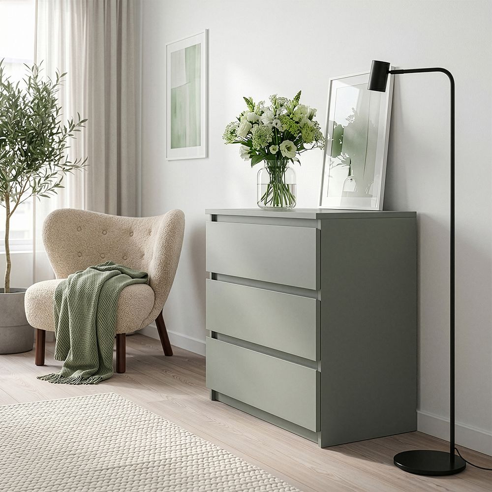 Eronis Wooden Chest Of 3 Drawers in Sage Green