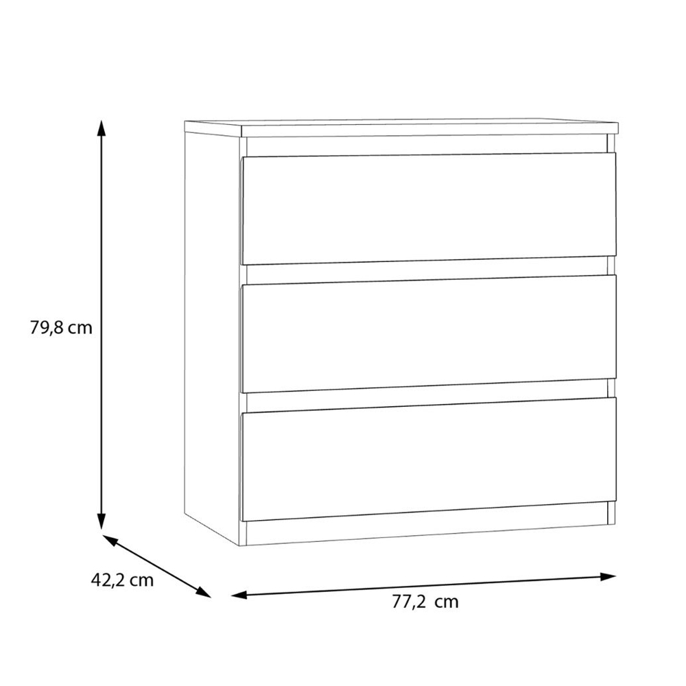 Eronis Wooden Chest Of 3 Drawers in White