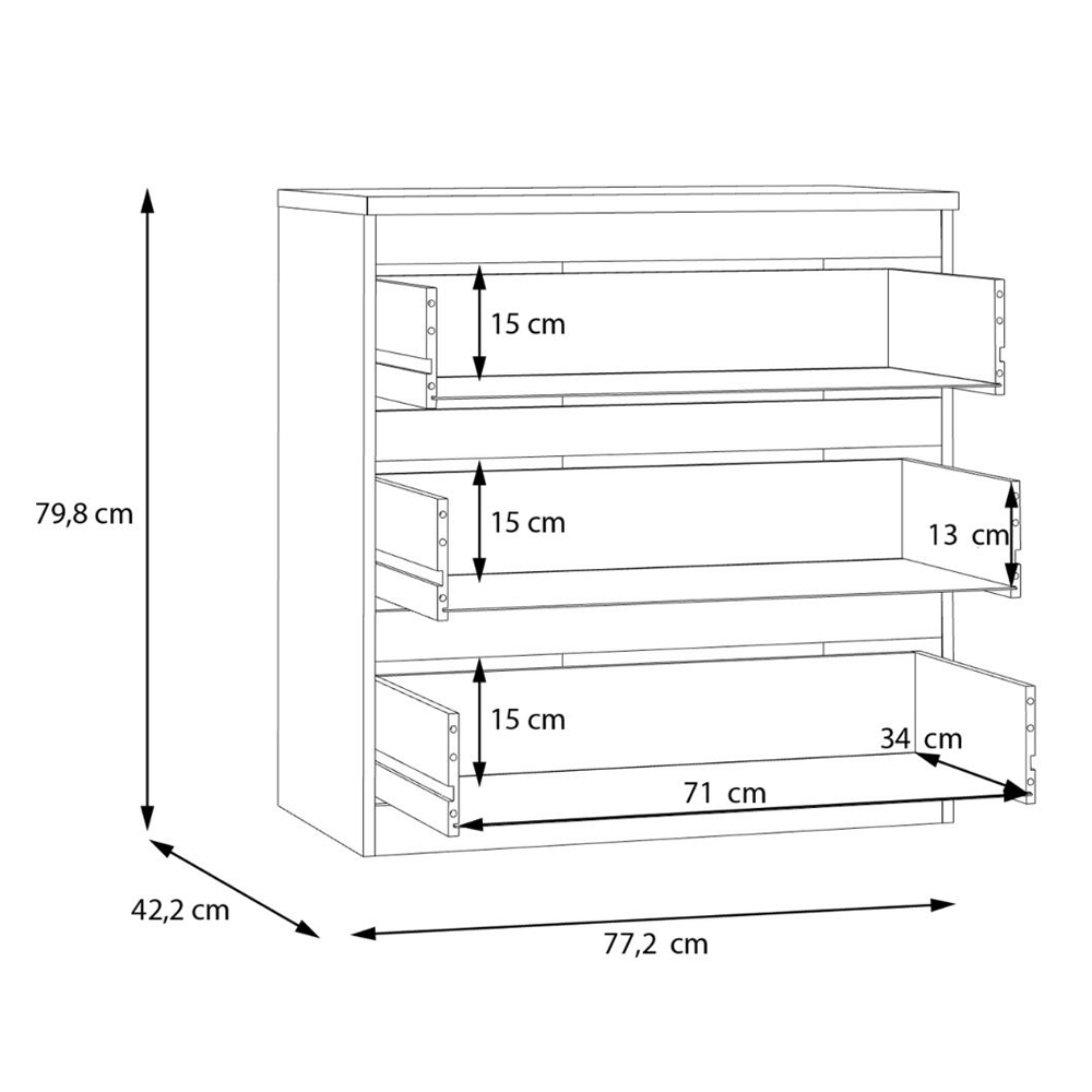 Eronis Wooden Chest Of 3 Drawers in White