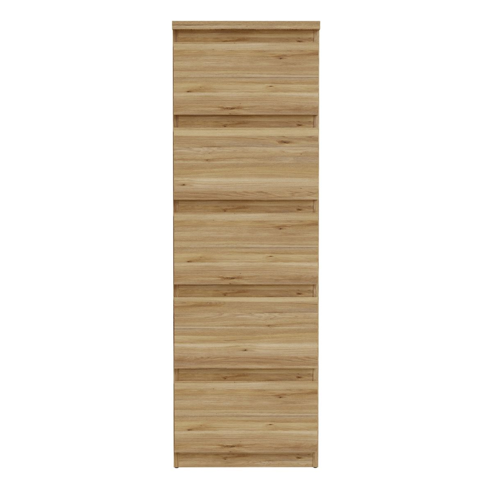 Eronis Tall Wooden Chest Of 5 Drawers in Mauvella Oak