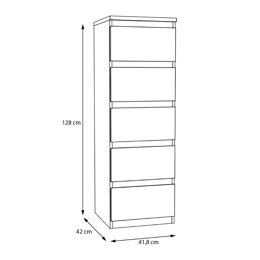 Eronis Tall Wooden Chest Of 5 Drawers in White