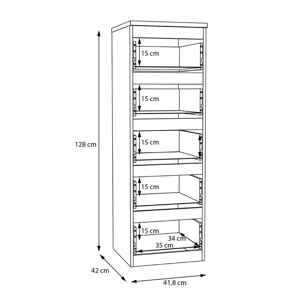 Eronis Tall Wooden Chest Of 5 Drawers in White