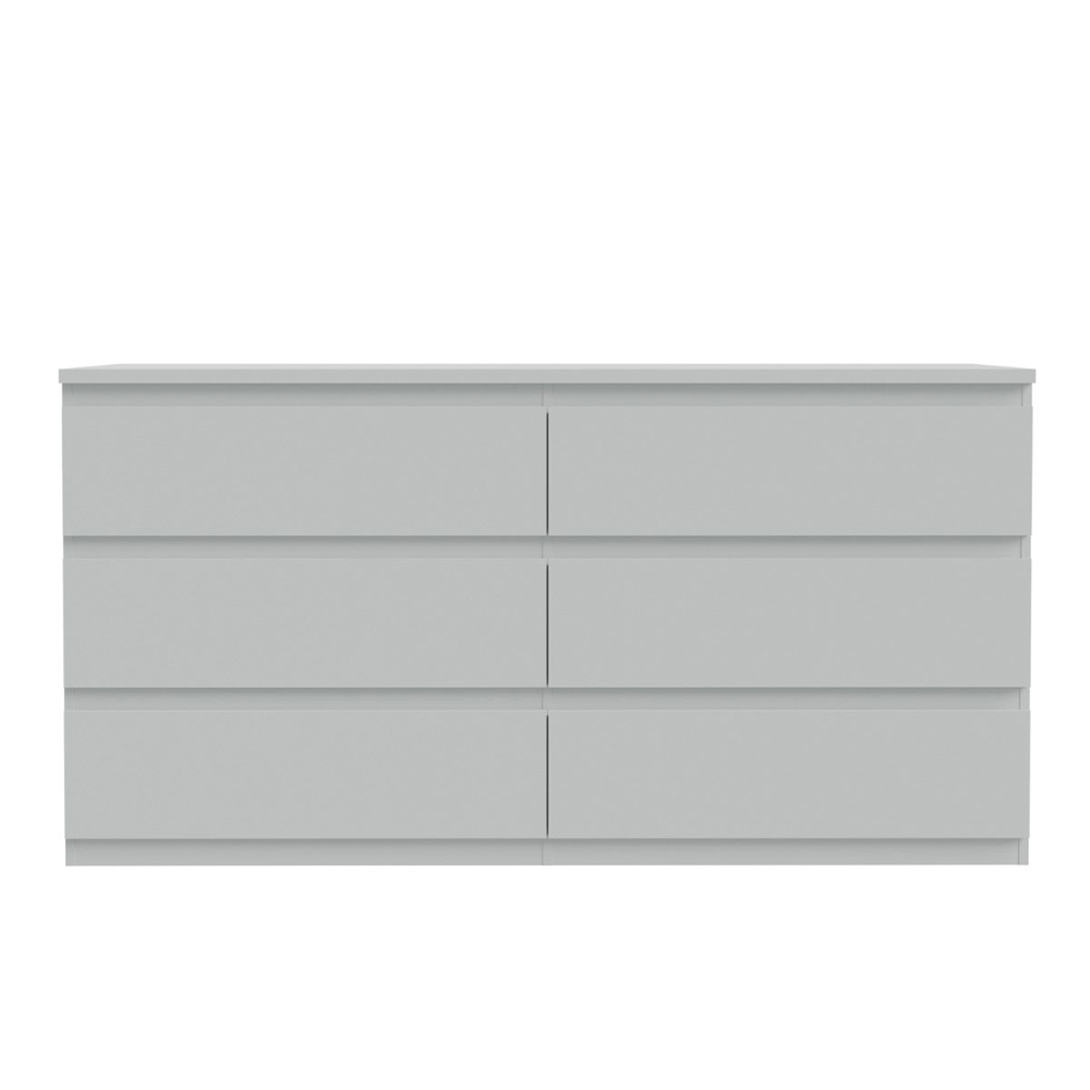 Eronis Wide Wooden Chest Of 6 Drawers in Light Grey