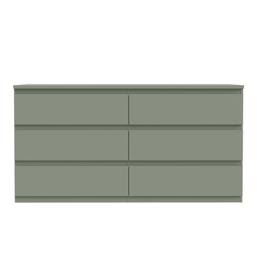 Eronis Wide Wooden Chest Of 6 Drawers in Sage Green