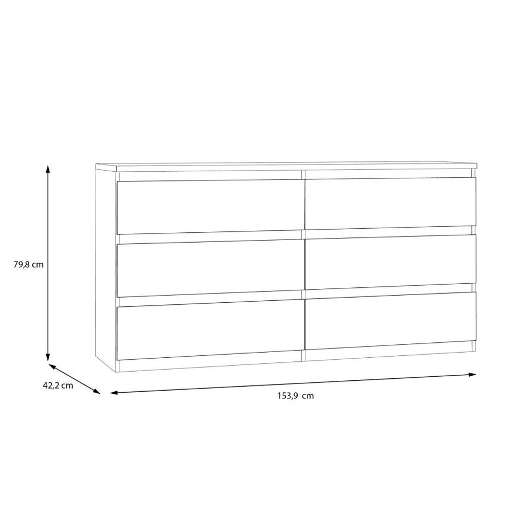 Eronis Wide Wooden Chest Of 6 Drawers in Sage Green