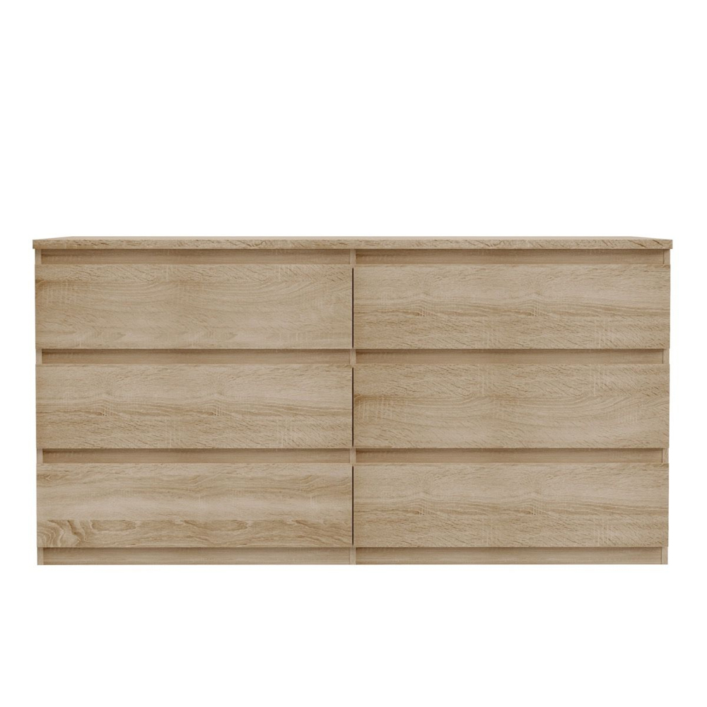Eronis Wide Wooden Chest Of 6 Drawers in Sonoma Oak