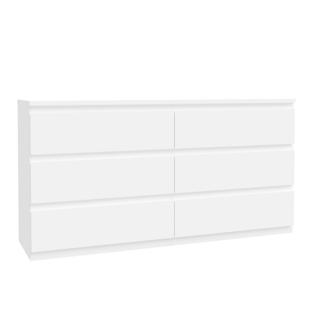 Eronis Wide Wooden Chest Of 6 Drawers in White