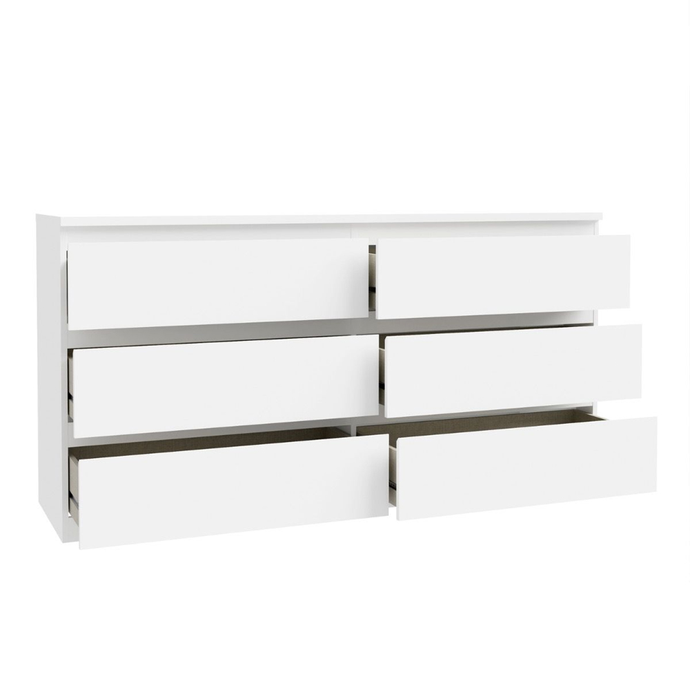 Eronis Wide Wooden Chest Of 6 Drawers in White