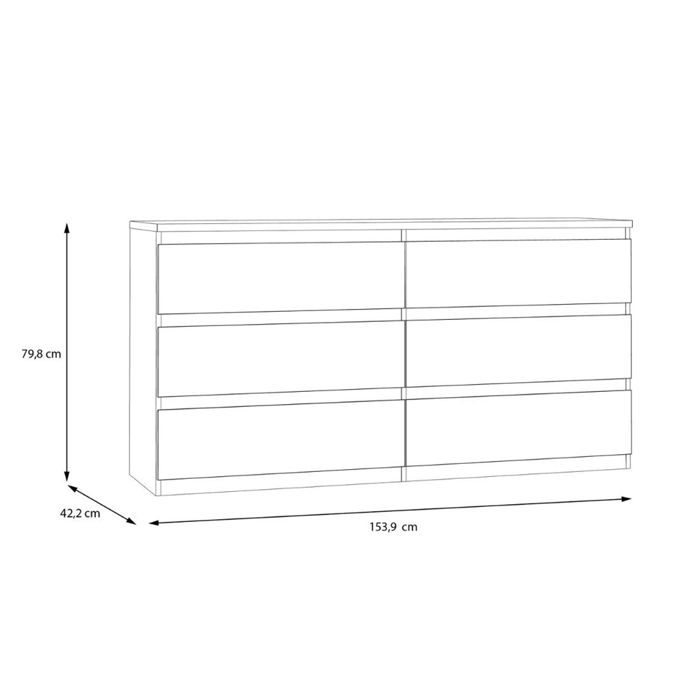 Eronis Wide Wooden Chest Of 6 Drawers in White