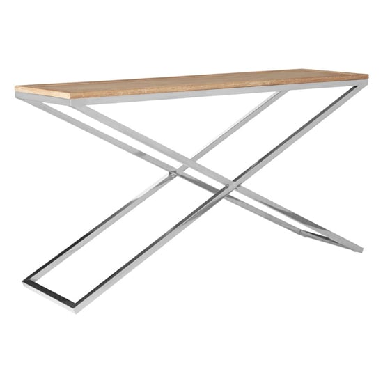 Errai Wooden Console Table With Steel Frame In Natural_1