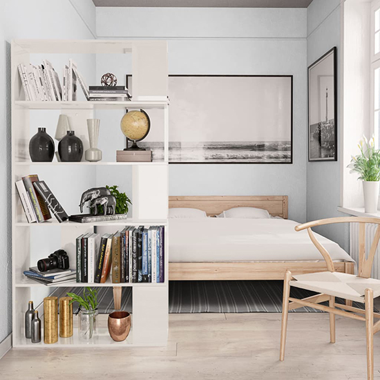 Errigal High Gloss Bookcase And Room Divider In White