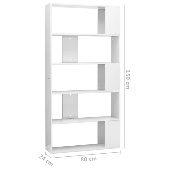 Errigal High Gloss Bookcase And Room Divider In White